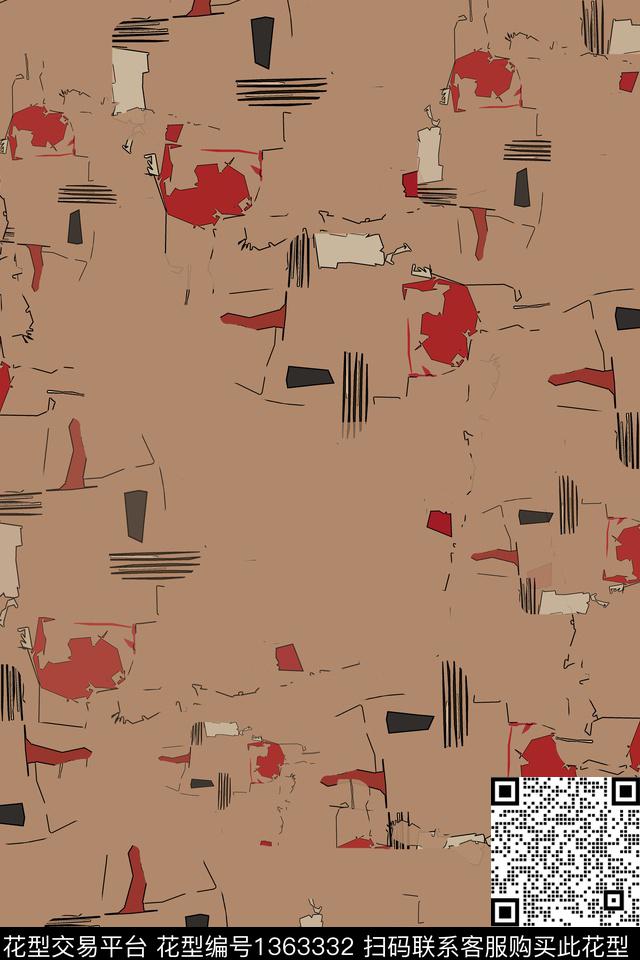 几何抽象男装休闲花卉传统印花华亿平台下载（图片编号: 1363332） - 瓦栏（Walan）