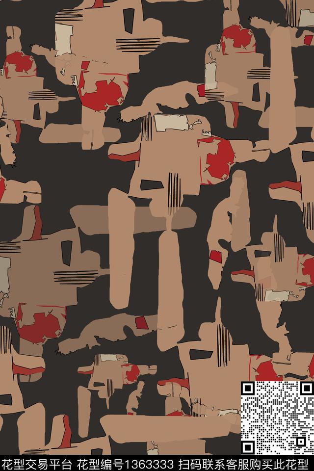 几何抽象男装休闲花卉传统印花华亿平台下载（图片编号: 1363333） - 瓦栏（Walan）