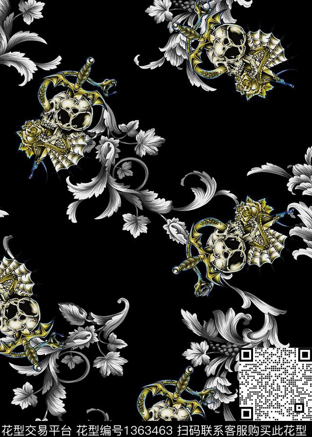 骷髅剑欧洲数码印花华亿平台下载（图片编号: 1363463） - 瓦栏（Walan）