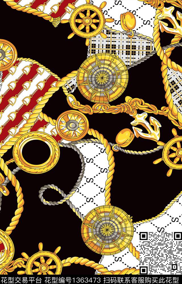 格子方向盘链条数码印花华亿平台下载（图片编号: 1363473） - 瓦栏（Walan）