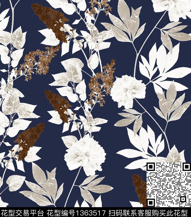 复古满版散花数码印花华亿平台下载（图片编号: 1363517） - 瓦栏（Walan）