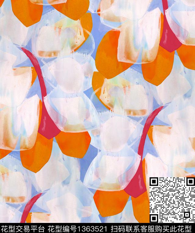 抽象水彩抽象数码印花华亿平台下载（图片编号: 1363521） - 瓦栏（Walan）