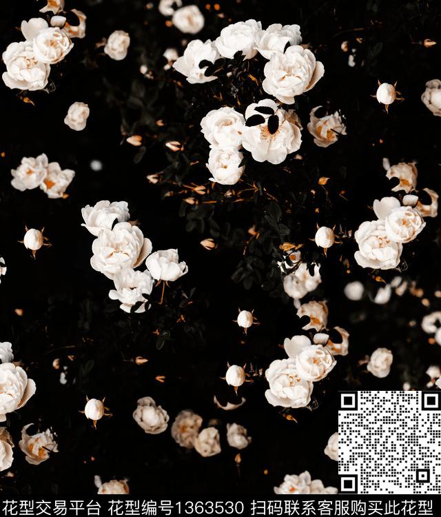 蝴蝶兰大牌风小碎花数码印花华亿平台下载（图片编号: 1363530） - 瓦栏（Walan）