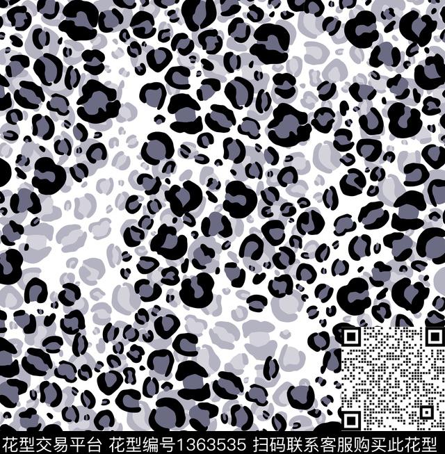 豹纹大牌风黑白灰数码印花华亿平台下载（图片编号: 1363535） - 瓦栏（Walan）