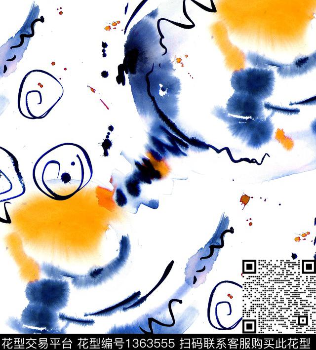 抽象水彩抽象数码印花华亿平台下载（图片编号: 1363555） - 瓦栏（Walan）