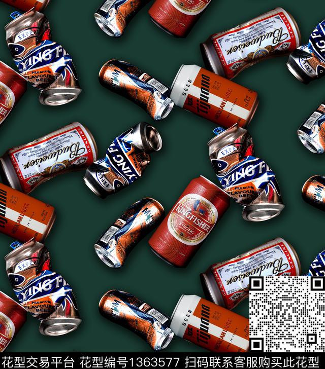 大牌男装易拉罐绿植树叶数码印花华亿平台下载（图片编号: 1363577） - 瓦栏（Walan）