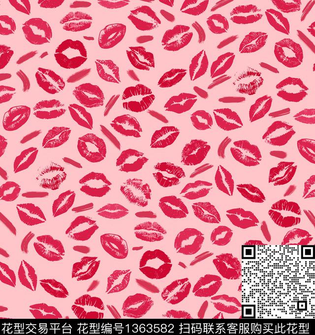 大牌风红唇数码印花华亿平台下载（图片编号: 1363582） - 瓦栏（Walan）