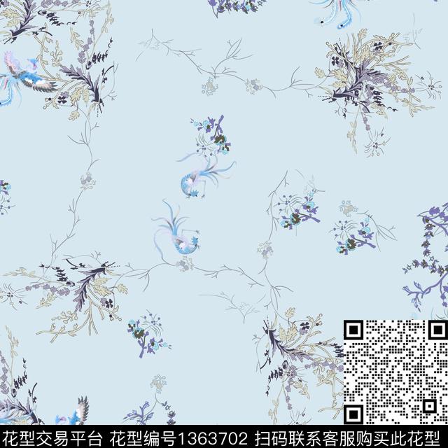 满版散花凤凰趣味数码印花华亿平台下载（图片编号: 1363702） - 瓦栏（Walan）