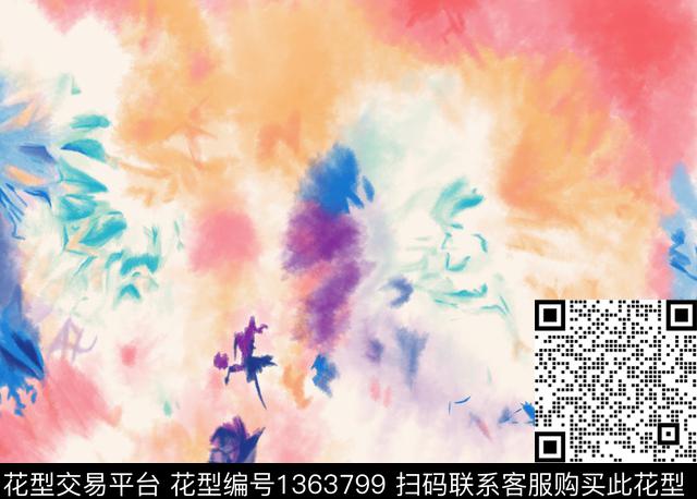 数码华亿平台水彩水墨风数码印花华亿平台下载（图片编号: 1363799） - 瓦栏（Walan）