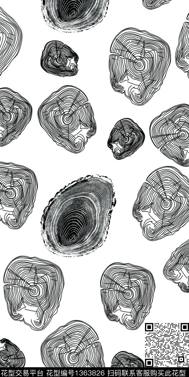 几何树轮大牌风传统印花华亿平台下载（图片编号: 1363826） - 瓦栏（Walan）