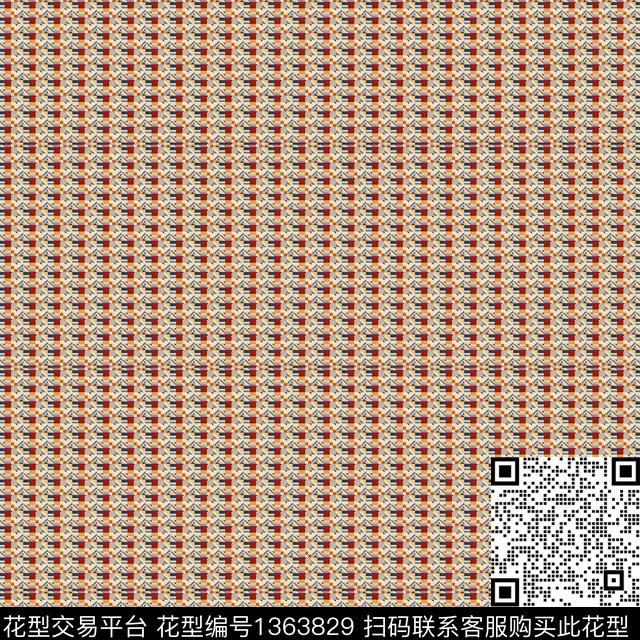 几何格子大牌风传统印花华亿平台下载（图片编号: 1363829） - 瓦栏（Walan）