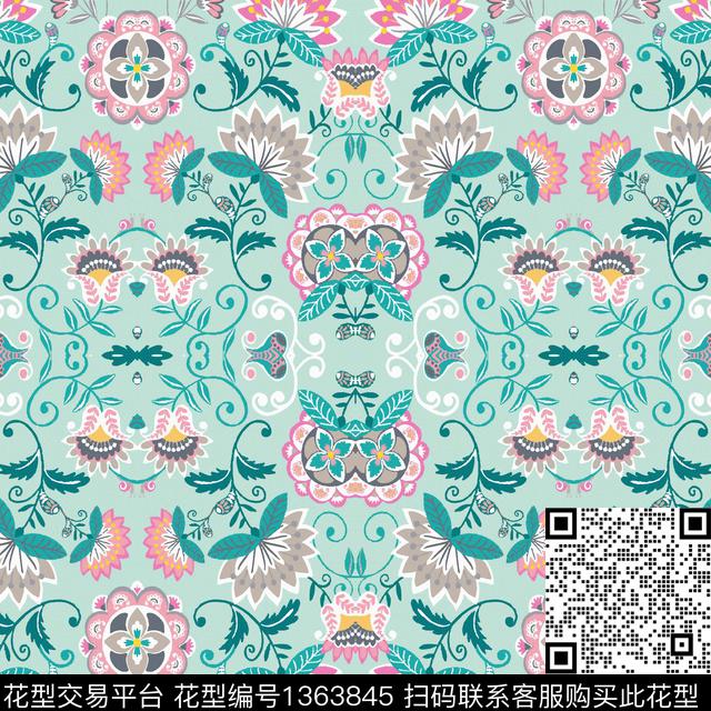 几何撞色民族风传统印花华亿平台下载（图片编号: 1363845） - 瓦栏（Walan）