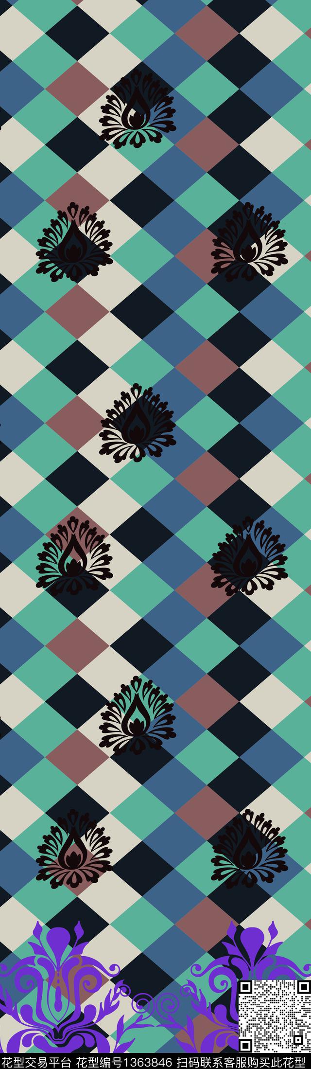 几何大牌风传统华亿平台传统印花华亿平台下载（图片编号: 1363846） - 瓦栏（Walan）