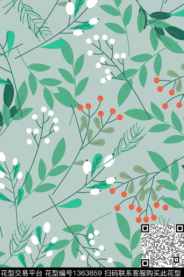 花卉植物小清新传统印花华亿平台下载（图片编号: 1363859） - 瓦栏（Walan）