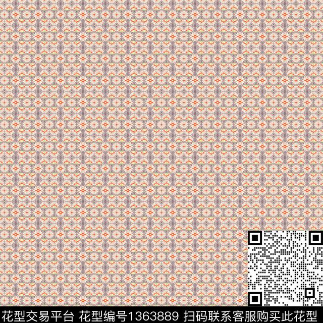 撞色花卉大牌风传统印花华亿平台下载（图片编号: 1363889） - 瓦栏（Walan）