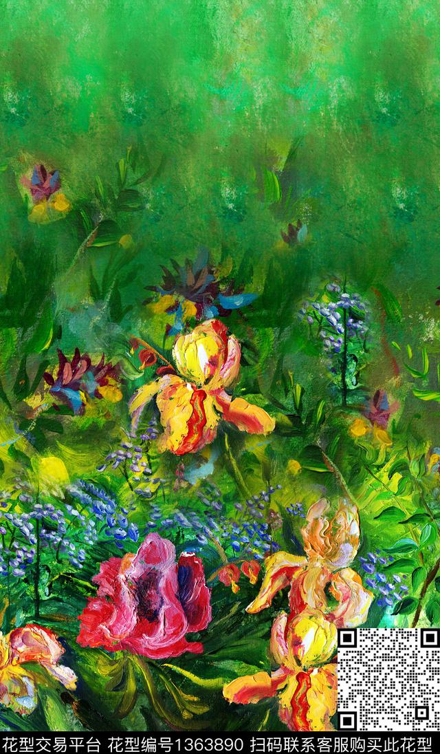 定位花油画华亿平台花卉数码印花华亿平台下载（图片编号: 1363890） - 瓦栏（Walan）