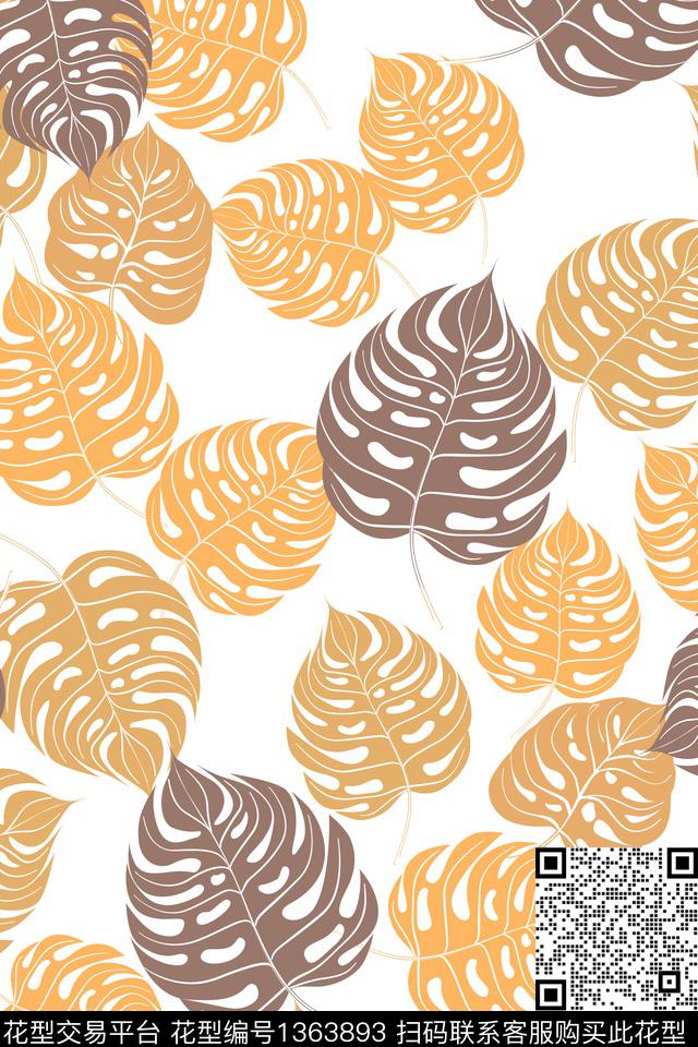 绿植树叶热带华亿平台抽象传统印花华亿平台下载（图片编号: 1363893） - 瓦栏（Walan）