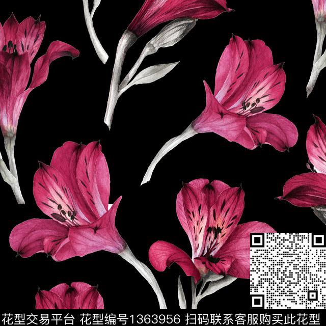 复古花卉线条花卉传统印花华亿平台下载（图片编号: 1363956） - 瓦栏（Walan）