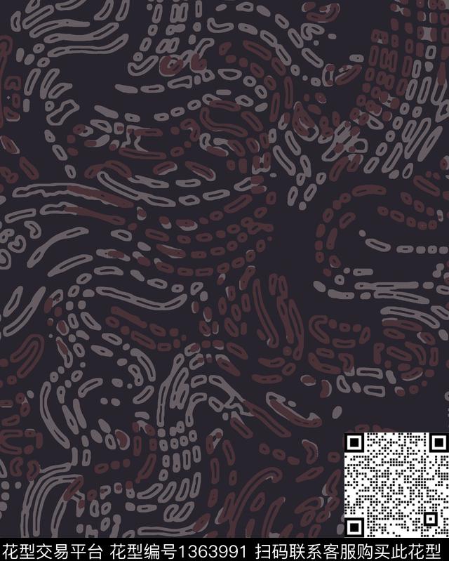 绿植树叶紫藤花男装传统印花华亿平台下载（图片编号: 1363991） - 瓦栏（Walan）