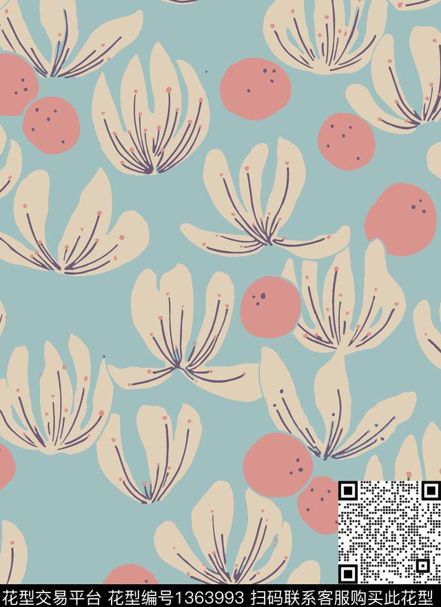 绿植树叶紫藤花男装传统印花华亿平台下载（图片编号: 1363993） - 瓦栏（Walan）