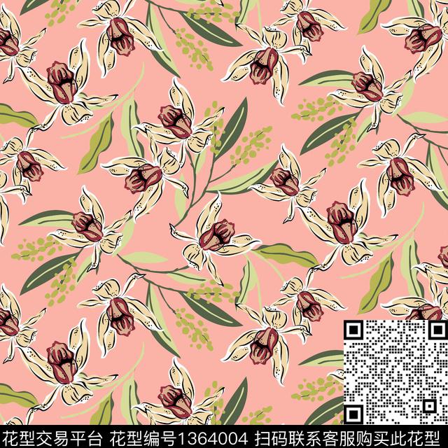 绿色雪纺春夏华亿平台传统印花华亿平台下载（图片编号: 1364004） - 瓦栏（Walan）