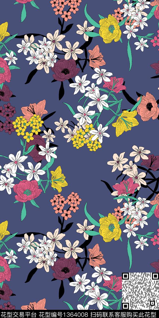 雪纺花瓣春夏华亿平台传统印花华亿平台下载（图片编号: 1364008） - 瓦栏（Walan）