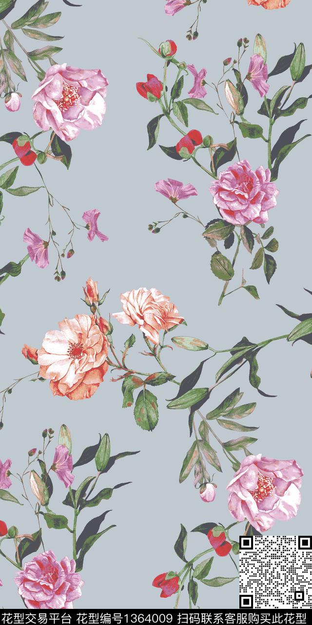 花卉春夏华亿平台小碎花传统印花华亿平台下载（图片编号: 1364009） - 瓦栏（Walan）
