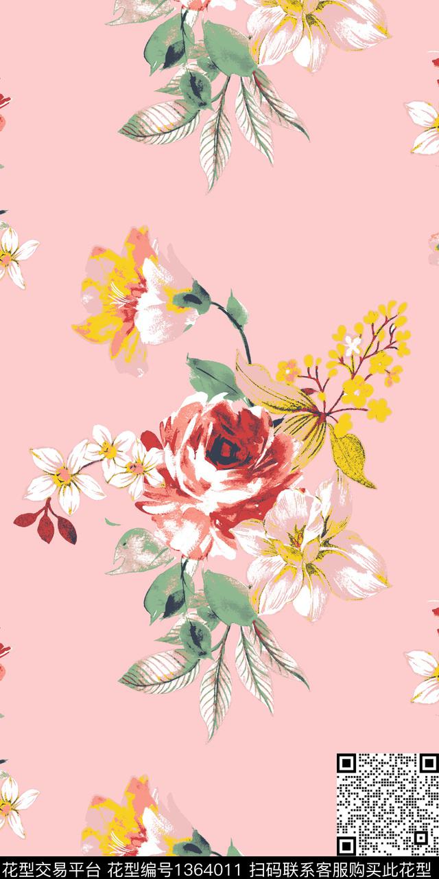 花卉雪纺花瓣传统印花华亿平台下载（图片编号: 1364011） - 瓦栏（Walan）