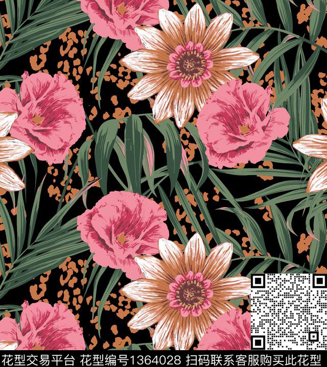 绿植树叶花卉花瓣传统印花华亿平台下载（图片编号: 1364028） - 瓦栏（Walan）