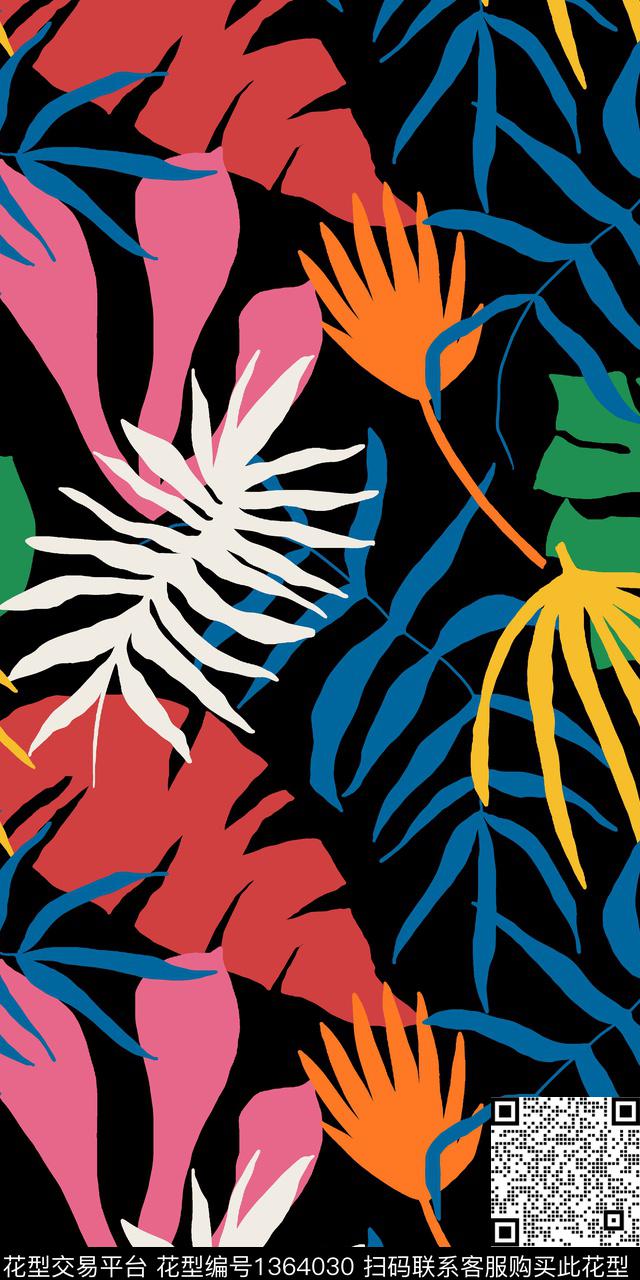 四叶草绿植树叶雪纺传统印花华亿平台下载（图片编号: 1364030） - 瓦栏（Walan）