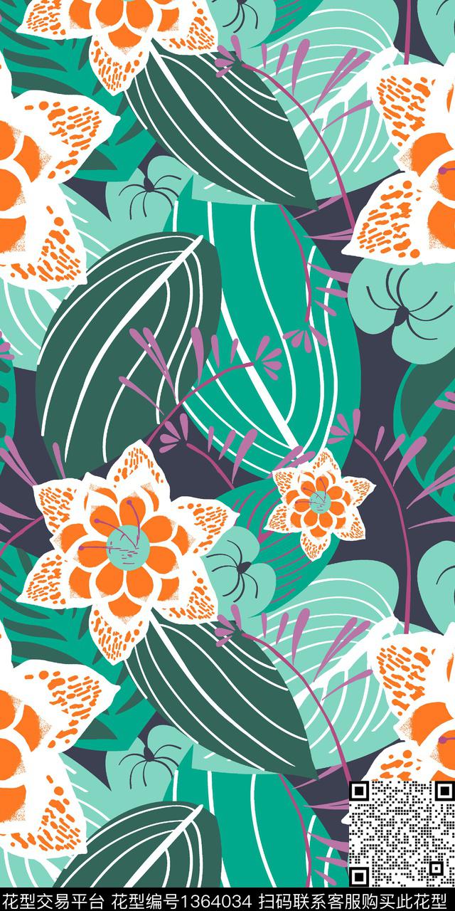 四叶草绿植树叶花卉传统印花华亿平台下载（图片编号: 1364034） - 瓦栏（Walan）