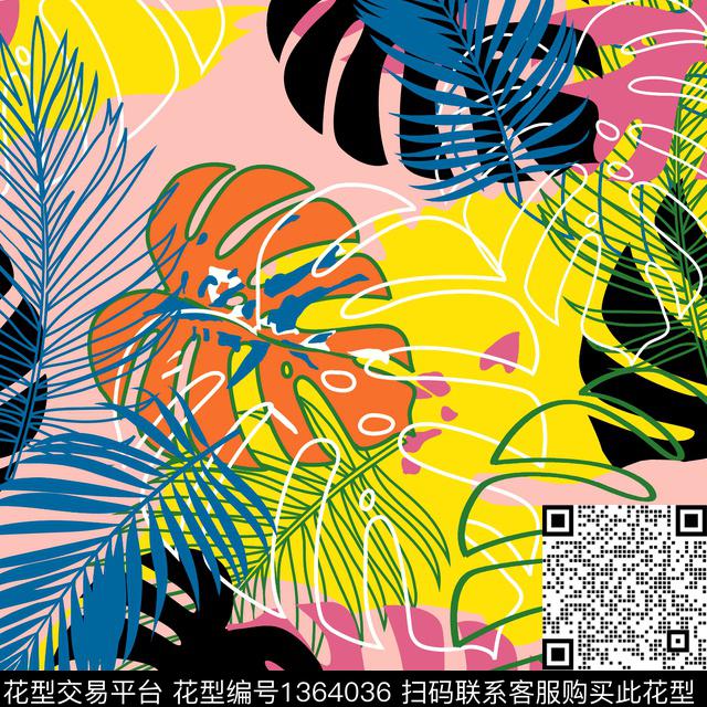 四叶草绿植树叶花卉传统印花华亿平台下载（图片编号: 1364036） - 瓦栏（Walan）