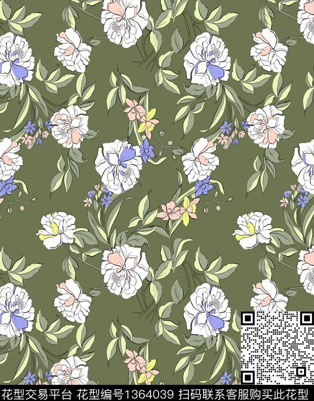 四叶草绿植树叶花卉传统印花华亿平台下载（图片编号: 1364039） - 瓦栏（Walan）