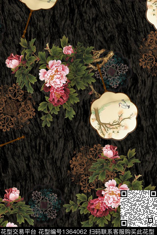 女装旗袍香云纱数码印花华亿平台下载（图片编号: 1364062） - 瓦栏（Walan）