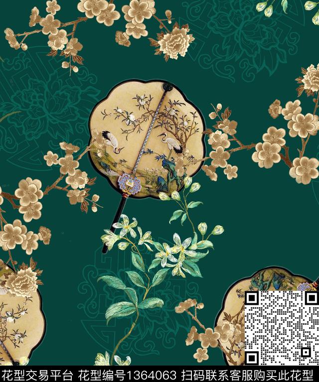 女装旗袍香云纱数码印花华亿平台下载（图片编号: 1364063） - 瓦栏（Walan）