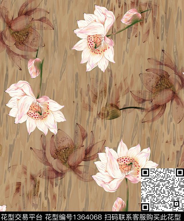 女装旗袍香云纱数码印花华亿平台下载（图片编号: 1364068） - 瓦栏（Walan）