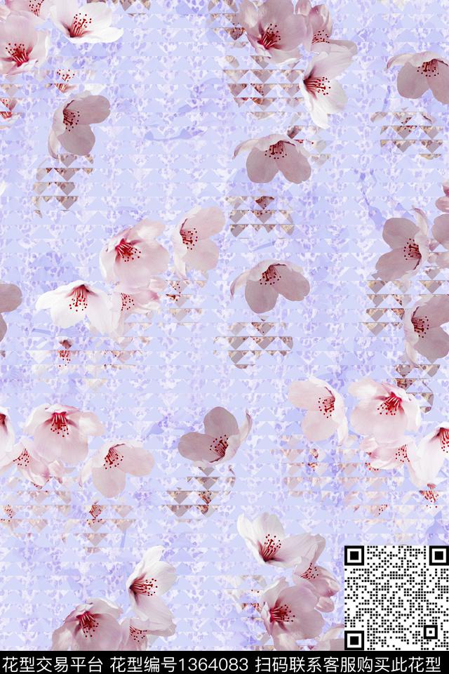 花卉大牌风抽象数码印花华亿平台下载（图片编号: 1364083） - 瓦栏（Walan）