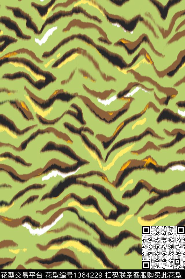 斑马纹黑白条纹手绘数码印花华亿平台下载（图片编号: 1364229） - 瓦栏（Walan）