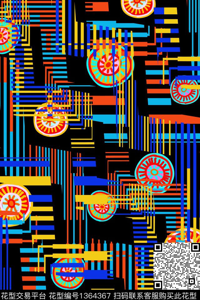 几何大牌风抽象数码印花华亿平台下载（图片编号: 1364367） - 瓦栏（Walan）