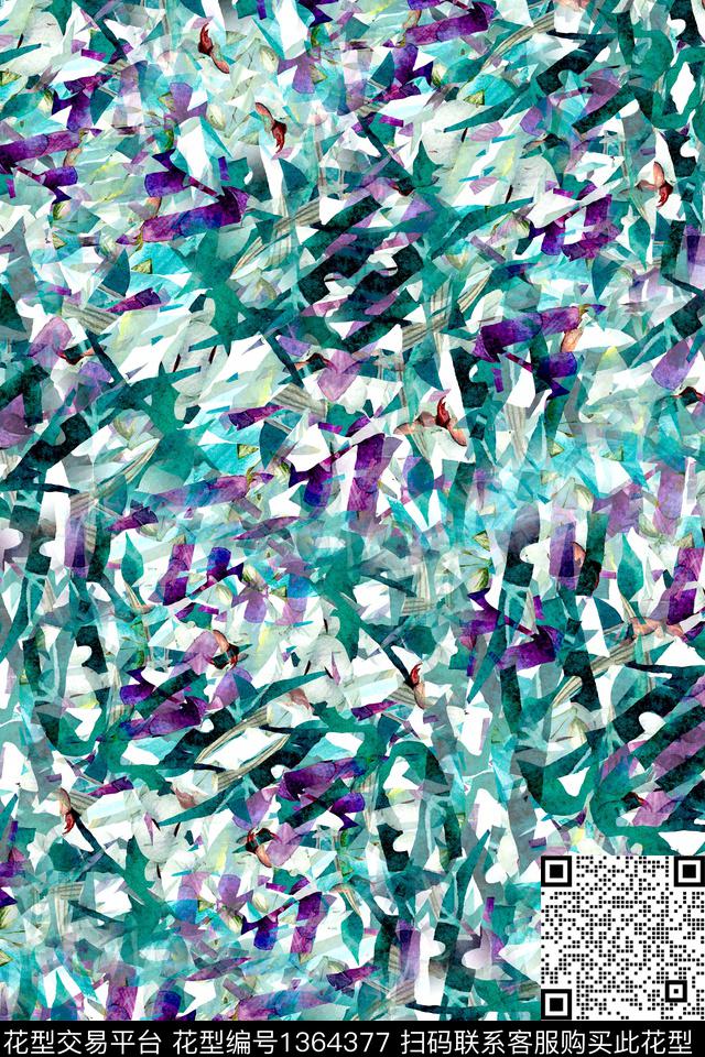 肌理抽象花卉复古数码印花华亿平台下载（图片编号: 1364377） - 瓦栏（Walan）