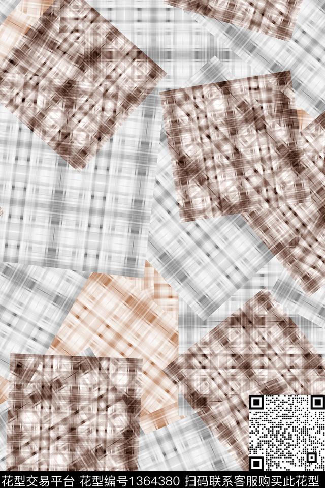 几何肌理格子数码印花华亿平台下载（图片编号: 1364380） - 瓦栏（Walan）