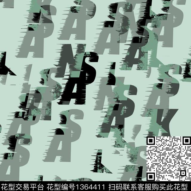 几何字母抽象男装传统印花华亿平台下载（图片编号: 1364411） - 瓦栏（Walan）