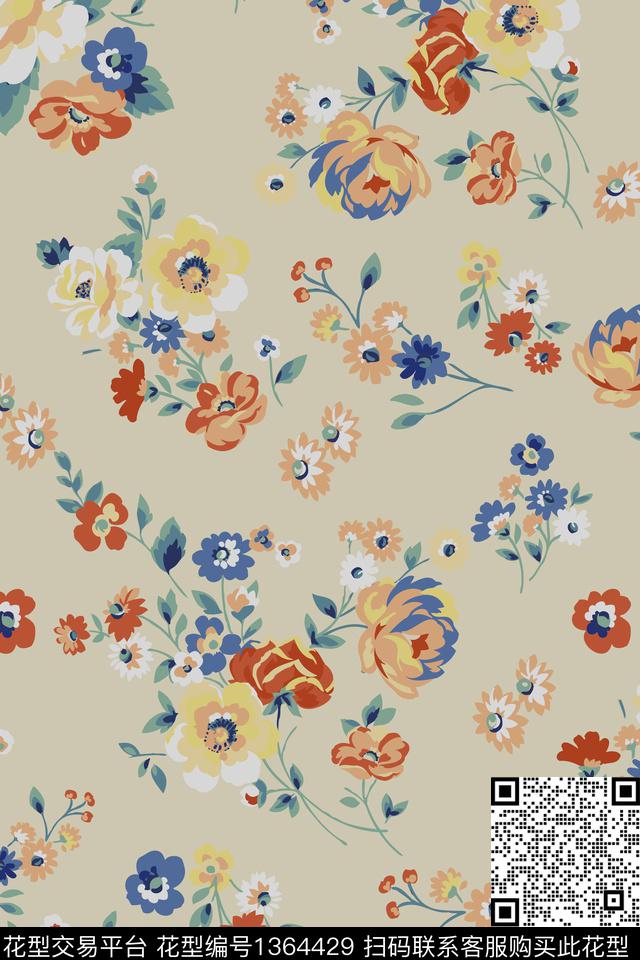花卉花瓣春夏华亿平台数码印花华亿平台下载（图片编号: 1364429） - 瓦栏（Walan）