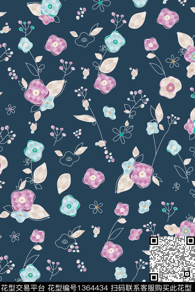 花卉花瓣春夏华亿平台传统印花华亿平台下载（图片编号: 1364434） - 瓦栏（Walan）