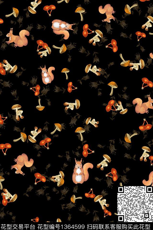 动物松鼠休闲数码印花华亿平台下载（图片编号: 1364599） - 瓦栏（Walan）