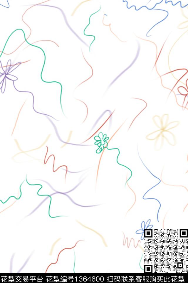 涂鸦大牌风抽象传统印花华亿平台下载（图片编号: 1364600） - 瓦栏（Walan）