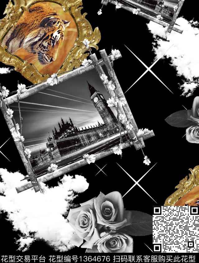 动物老虎秋冬华亿平台数码印花华亿平台下载（图片编号: 1364676） - 瓦栏（Walan）