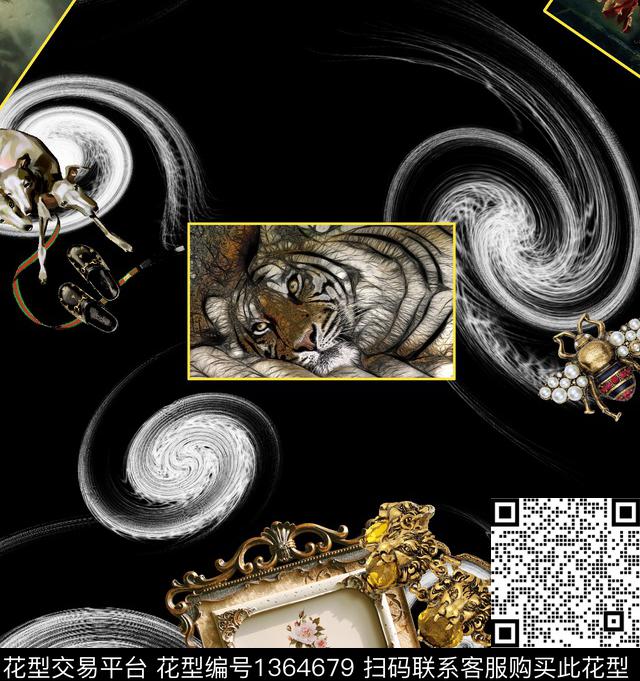 男装满版花动物老虎数码印花华亿平台下载（图片编号: 1364679） - 瓦栏（Walan）