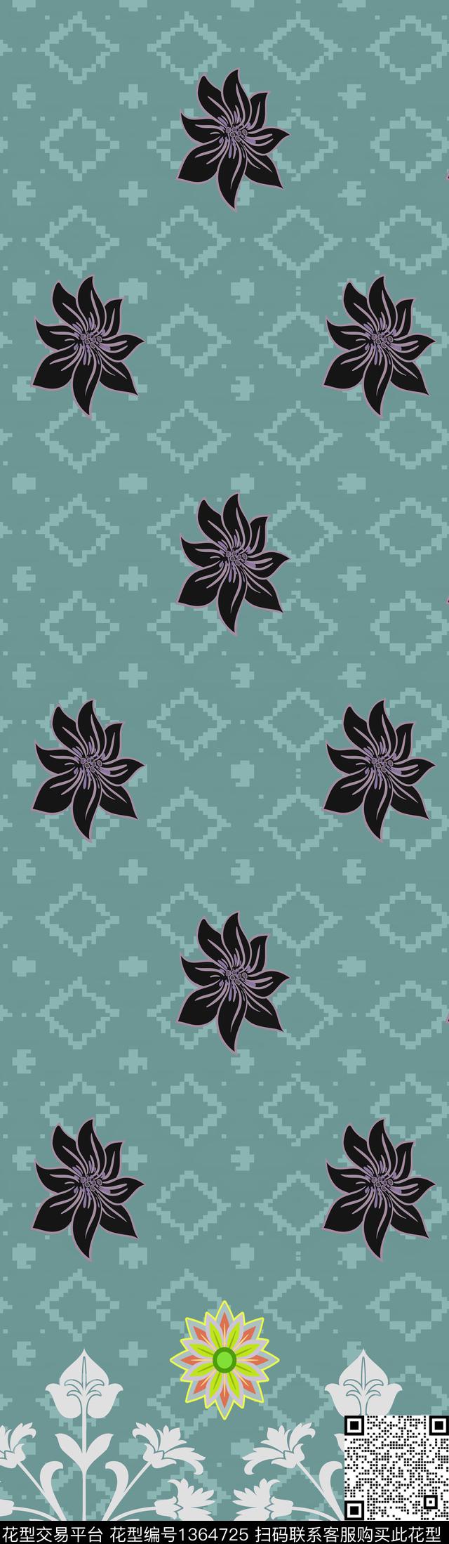 花卉大牌风传统华亿平台传统印花华亿平台下载（图片编号: 1364725） - 瓦栏（Walan）