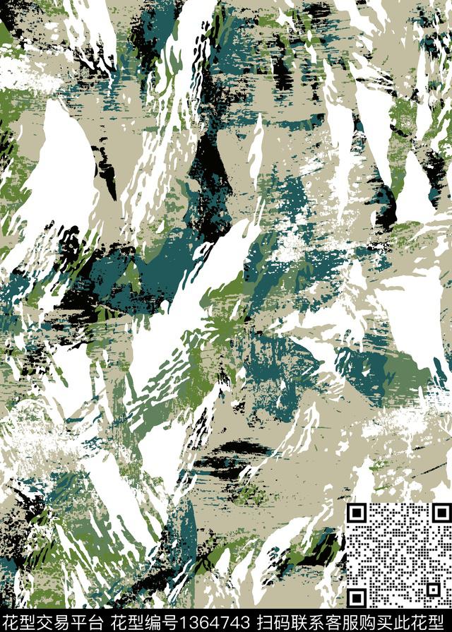 抽象花卉迷彩肌理纹传统印花华亿平台下载（图片编号: 1364743） - 瓦栏（Walan）